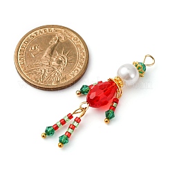 2Pcs Christmas Glass Seed Beaded Human Pendants&nbsp;PALLOY-MZ00783