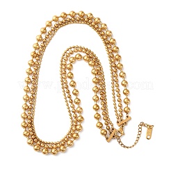 304 Stainless Steel 3 Layer Ball Chain Necklaces for Women&nbsp;NJEW-M107-04G