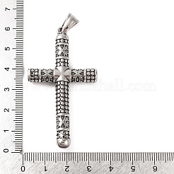 316サージカルステンレススチール製ビッグペンダント  クロスチャーム  アンティークシルバー  59x32x6mm  穴：8.5x4mm&nbsp;STAS-Z073-57AS-01