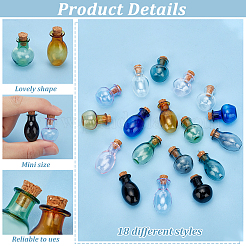 2セット2スタイルのミニガラスボトル  コルクプラグ付き  ウィッシングボトル  チャーム作りに  花瓶の形とリンゴの形  ミックスカラー  18~30x15.5~26.5mm  9個/セット  1セット/スタイル&nbsp;GLAA-BC0001-32