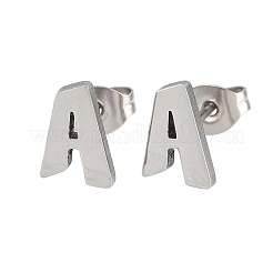304ステンレススチールスタッドピアス  a～zの文字  ステンレス鋼色  8~9.5x5~8.5mm  26のペア/セット&nbsp;SA-T001-03P