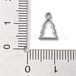 変色防止304ステンレススチールチャーム  レーザー切断  ステンレス鋼色  クリスマスツリー  10.5x7.5x1mm  穴：1.2mm&nbsp;LS-STAS-R003-01P-06
