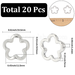 合金ビーズフレーム20個  花  プラチナ  15.5x15.5x3mm  穴：1.4mm&nbsp;FIND-SC0017-73P
