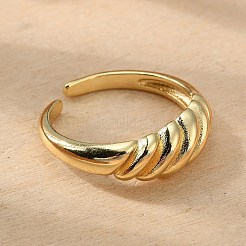 Rack Plating Brass Croissant Open Cuff Ring for Women&nbsp;RJEW-D076-02G