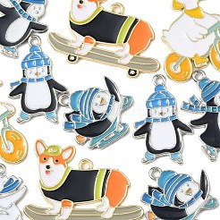 12個6スタイルアロイエナメルペンダント  スポーツチャーム  カドミウムフリー＆ニッケルフリー＆鉛フリー  ミックスカラー  20~34x16.5~32x1.3~1.7mm  穴：1.6~2mm  2個/スタイル&nbsp;ENAM-FP0002-62