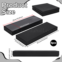 紙製厚紙製ネクタイ収納ボックス  長方形  ブラック  26.5x9.7x3.2cm&nbsp;CON-WH0107-64A