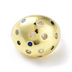 Brass with Colorful Cubic Zirconia Open Cuff Rings&nbsp;RJEW-K255-03G