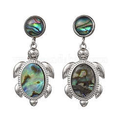 Turtle Natural Paua Shell Stud Dangle Earring&nbsp;EJEW-JE07138