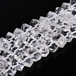 天然石クオーツクリスタルビーズ連売り  水晶  ナゲット  多面カット  7~8x10~14x10~14mm  穴：1mm  約50~53個/連  14.96~15.55''（38~39.5センチメートル）&nbsp;G-D091-A25