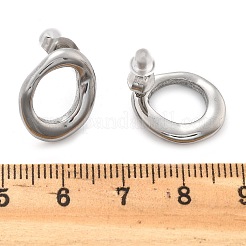 304ステンレススチール製チャンキーオーバルスタッドイヤリング（女性用）  ステンレス鋼色  16.5x13.5mm&nbsp;EJEW-K306-28P