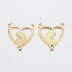 304ステンレスシャンデリア部品リンク  3ループコネクター  女性と心  ゴールドカラー  16.5x15x1mm  穴：1.2mm&nbsp;LS-X-STAS-F155-02G