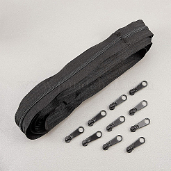 ナイロンクローズドエンドジッパーおよび亜鉛合金ジッパースライダージッパーヘッド  ブラック  36x10.5x9mm&nbsp;DIY-BC0011-64