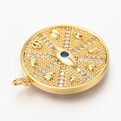 Brass Micro Pave Clear & Blue Cubic Zirconia Charms&nbsp;ZIRC-O036-09G