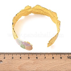 Textured Brass Enamel Cuff Bangles for Women&nbsp;BJEW-A173-04G