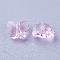 透明ガラスビーズ  多面カット  蝶  パールピンク  8x10x5.5mm  穴：1mm&nbsp;GLAA-P037-02A-06