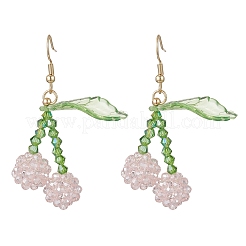 Cherry Glass Seed Beads & Acrylic Dangle Earrings&nbsp;EJEW-MZ00699-01