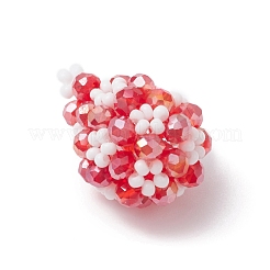 手作りのガラスシードビーズペンダント  ティアドロップチャーム  レッド  24x17mm  穴：1.3mm&nbsp;PALLOY-MZ00422-01
