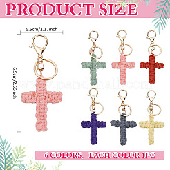 6Pcs 6 Colors Cotton Knitted Cross Pendant Decoration&nbsp;KEYC-MA00004