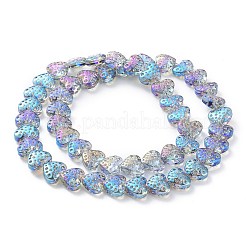 電気メッキ透明ガラスビーズ連売り  ハート  ドジャーブルー  15x13mm  穴：1.2mm  約50個/連  25.59''（65センチメートル）&nbsp;EGLA-R114-02A-FR01
