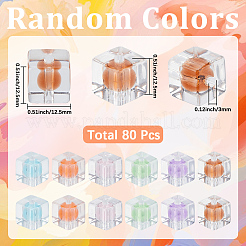 80個透明アクリルビーズ  二層ビーズ  キューブ  ミックスカラー  12.5x12.5x12.5mm  穴：3mm&nbsp;OACR-SC0003-01