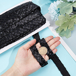 プラスチックスパンコールビーズ  スパンコールビーズ  装飾アクセサリー  3列パレットロール  フラットラウンド  ブラック  20x1.2mm  13m /カード&nbsp;OCOR-WH0079-78A