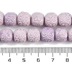 合成貝殻で染めた彫刻ビーズの連売り  コラム  ライラック  9.5~10x9mm  穴：1mm  約37個/連  13.78''（35センチメートル）&nbsp;SHEL-K007-11