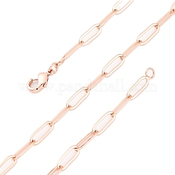 女性用真鍮ペーパークリップチェーンネックレス  304ステンレススチール製カニカン付き  ラックめっき  鉛フリー＆カドミウムフリー  長持ちメッキ  ローズゴールド  19.69インチ（50cm）&nbsp;NJEW-D302-69RG