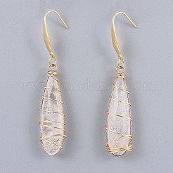 Natural Quartz Crystal Pendants Necklaces and Dangle Earrings Jewelry Sets&nbsp;SJEW-JS01026