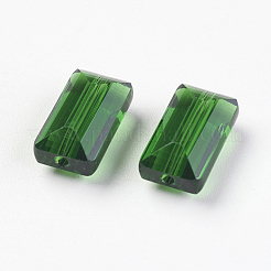 模造オーストリアクリスタルビーズ  グレードAAA  多面カット  長方形  グリーン  10x15.5x7mm  穴：0.9~1mm&nbsp;X-SWAR-F081-10x16mm-15