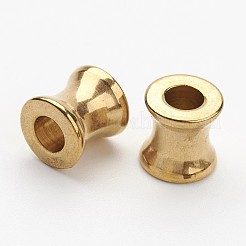 304ステンレススチールヨーロッパ大穴ビーズ  コラム  ゴールドカラー  8x8mm  穴：4mm  10個/セット&nbsp;OPDL-E005-15G