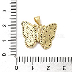 真鍮キュービックジルコニアチャーム  カドミウムフリー＆鉛フリー  蝶  ミックスカラー  17.5x23x3mm  穴：4.5x3.5mm&nbsp;KK-K349-17
