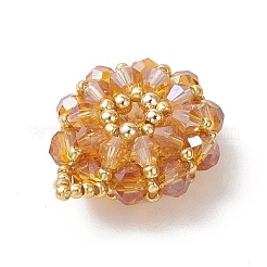 ガラスチャーム  花輪のチャーム  シードビーズで  多面カット  ゴールデンロッド  29x25x9.5mm  穴：2x3mm&nbsp;PALLOY-MZ01262-04