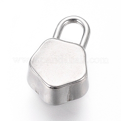 変色しにくい304ステンレススチールペンダント  南京錠と花  ステンレス鋼色  15x9.5x5.5mm  穴：3x4.5mm&nbsp;STAS-G214-62P