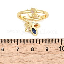 Brass Pave Cubic Zirconia Cuff Open Rings&nbsp;CU-CBACDF6-08G-02