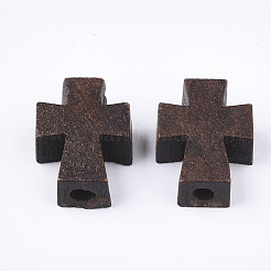 天然木製ビーズ  染め  クロス  ココナッツブラウン  13.5x10x4.5mm  穴：1.5mm&nbsp;X-WOOD-S050-39