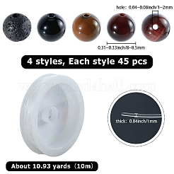 DIY Natural Black Onyx & Lava Rock & Tiger Eye Round Beads Bracelets Making Kits&nbsp;DIY-SC0030-25