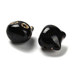 透明なアクリルビーズ  猫  ゴールドライン入り  ブラック  12.5x13x11mm  穴：1.8mm&nbsp;X1-MACR-K359-36G