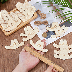 40Pcs Unfinished Wood Cowboy Hat Pendants&nbsp;WOOD-FH0002-45