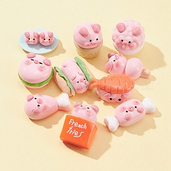 10 個 10 スタイル不透明樹脂かわいい豚模造食品デコデンカボション  ピンク  14~31x14.5~33x12~19mm  1個/スタイル&nbsp;CRES-FS0001-13