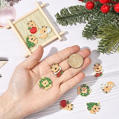 クリスマス鹿テーマの合金エナメルペンダント10個、5スタイル  ゴールドカラー  ミックスカラー  25~26.5x17.5~25x1.5mm  穴：2mm  2個/スタイル&nbsp;ENAM-YW0006-49