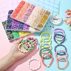 DIYブレスレットキット  手作りのポリマークレイビーズを含む  ccbプラスチックスペーサービーズ  真鍮製つぶし玉カシメ玉  合金のスペーサービーズ  ミックスカラー  6x1mm  穴：2mm  5色  28 G /カラー  140グラム&nbsp;DIY-YW0009-13B