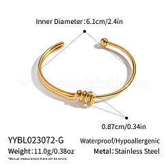 女性用 304 ステンレススチール オープンカフバングル  18KGP本金メッキ  内径：2.40インチ（6.1cm）&nbsp;RM8954-1