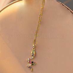 Stainless Steel Pave Cubic Zirconia Snake Pendant Necklaces for Women Party Casual Jewelry&nbsp;PM4077