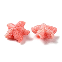 合成シェル染色ビーズ  ヒトデ  鮭色  10x11x6mm  穴：1.2mm&nbsp;SHEL-K007-02