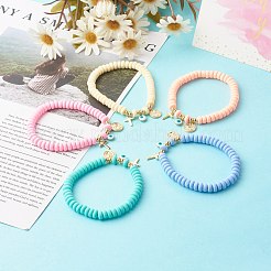 Handmade Polymer Clay Beads Stretch Bracelets&nbsp;BJEW-JB06564