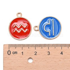 合金エナメルチャーム  星座とフラットラウンド  ライトゴールド  ミックスカラー  15~22x12~18x2mm  穴：1.5mm&nbsp;ENAM-MSMC001-12