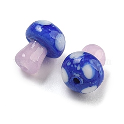 手作りランプワークビーズ  キノコ  ブルー  13x10mm  穴：1.6mm&nbsp;LS-LAMP-F034-01D