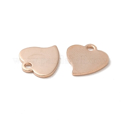 ステンレススチールチャーム201個  空白タグのスタンプ  ハート  ローズゴールド  12.5x12x1mm  穴：2mm&nbsp;STAS-F039-67-RG