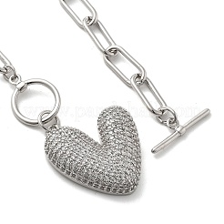Brass Micro Pave Cubic Zirconia Pendant Necklaces&nbsp;NJEW-S385-01C-P