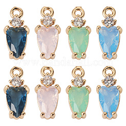 8Pcs 4 Colors Brass Micro Pave Cubic Zirconia Pendants&nbsp;KK-TA0002-18
